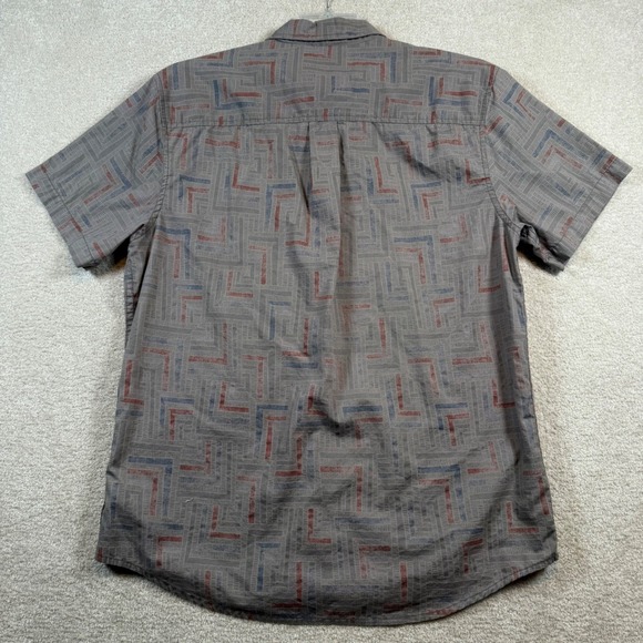 Prana Mens Large Slim Fit Short Sleeve Button Up Shirt Organic Cotton Blend - Picture 3 of 9